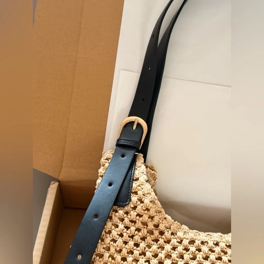 🌴LOEWE Straw Tote Bag Medium Shoulder Bag 32x28cm - Picture 7 of 9